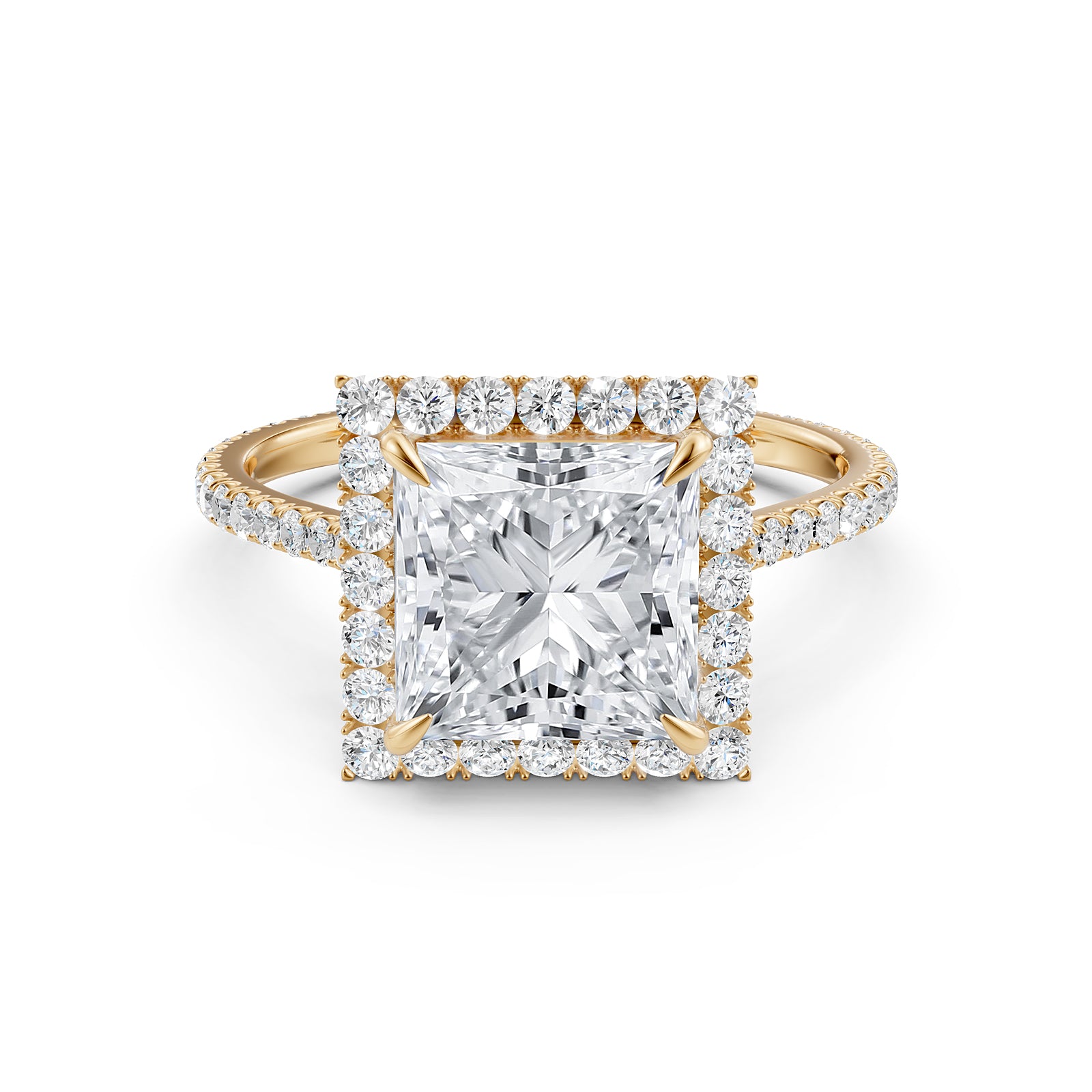 French U Pave Halo 2.54 Ctw. Round IGI Certified Diamond Engagement Ring